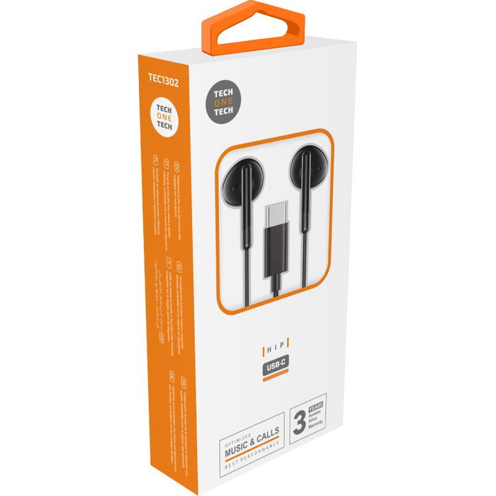 TECH-ONE-TECH earTECH TEC1302 Auriculares Intraurales USB-C Negro TECH-ONE-TECH earTECH TEC1302 Auriculares Intraurales USB-C Negro